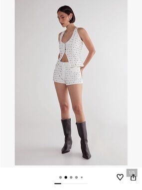 Nasty Gal White Studded Denim Short and top set